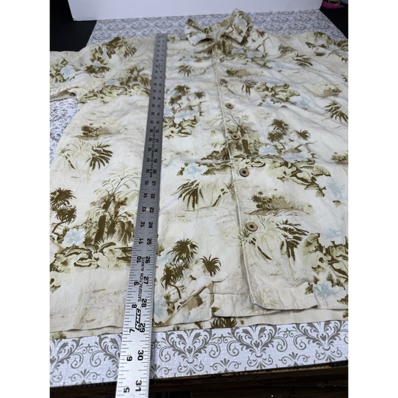 Tommy Bahama Shirt Mens Green Floral Button Hawaiian Size Large‎ Silk - Picture 5 of 7